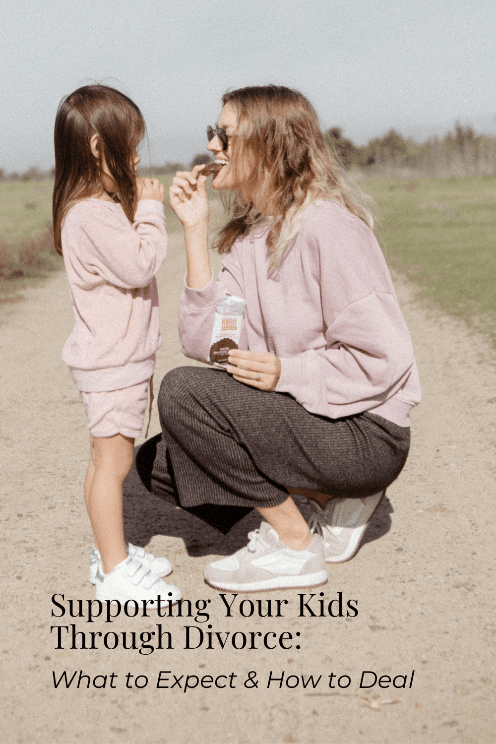 Image of a woman and child with the text "Supporting Your Kids Through Divorce: What to Expect & How to Deal"
