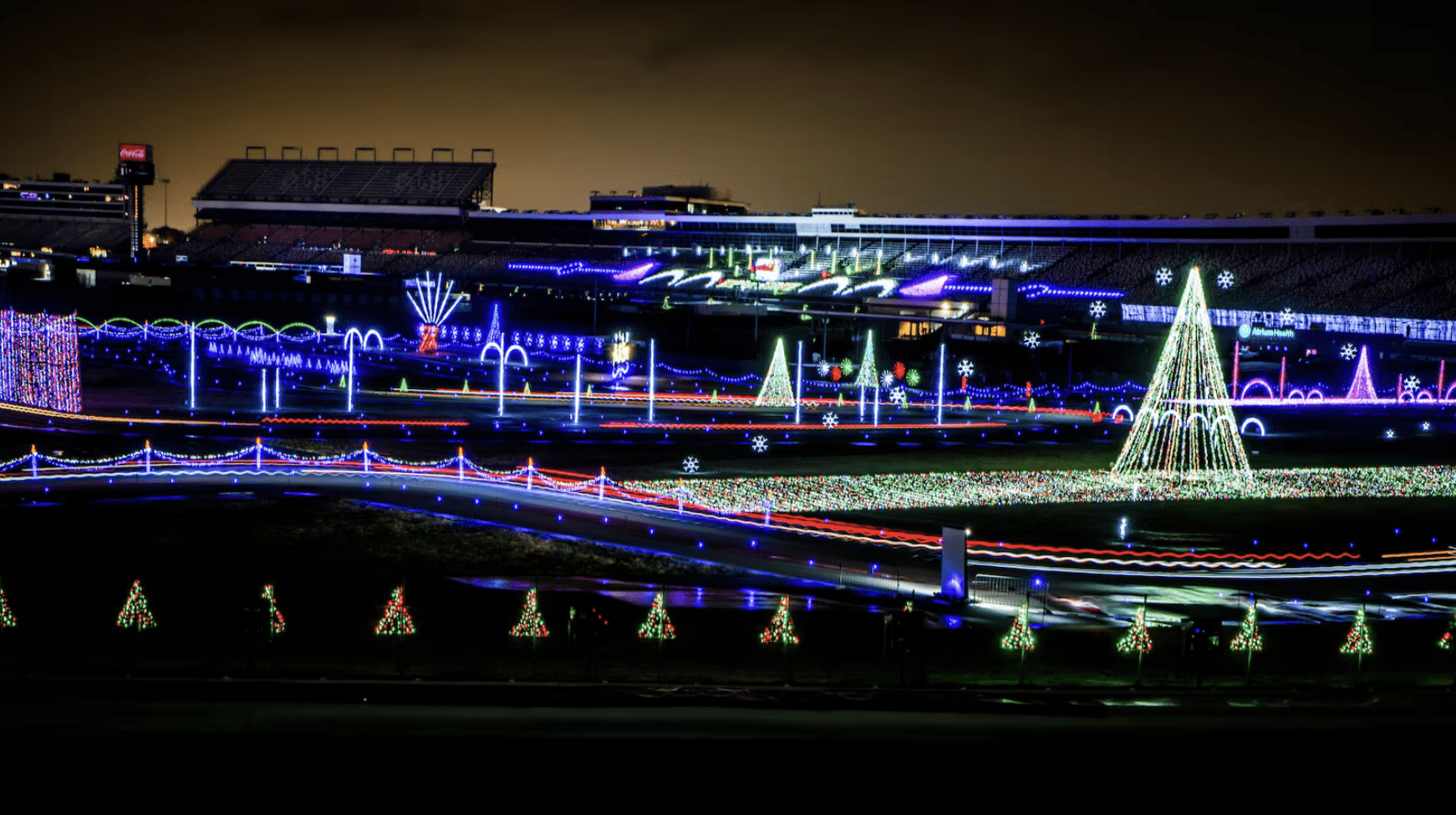 Christmas lights at Charlotte Motor Speedway