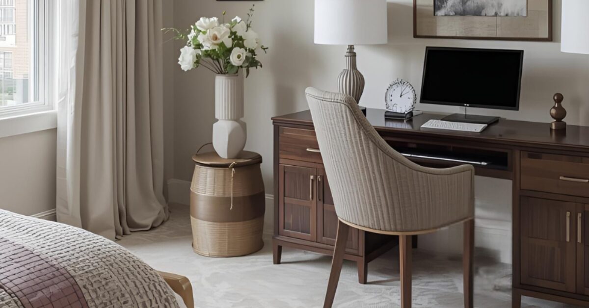 Staged guest room and office