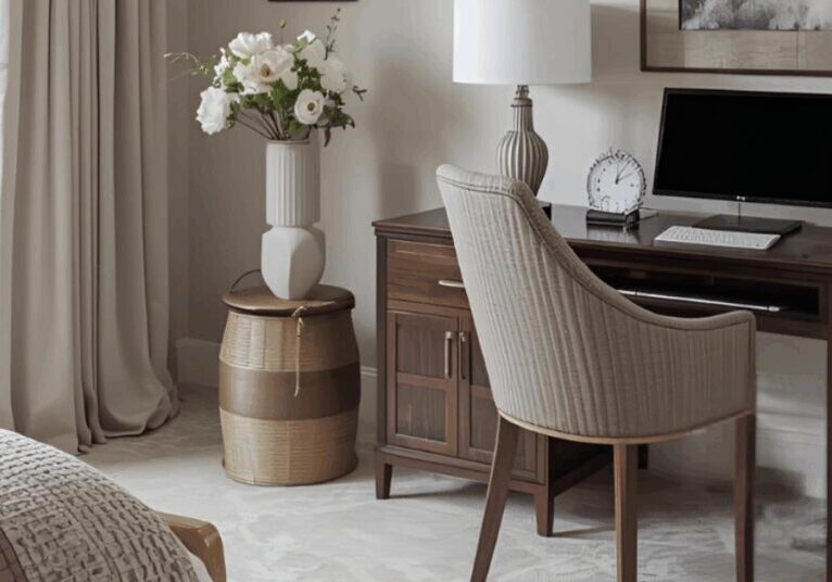 Staged guest room and office